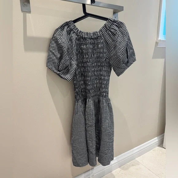Madewell Smocked U-Neck Mini Dress in Gingham NWT - Picture 6 of 8